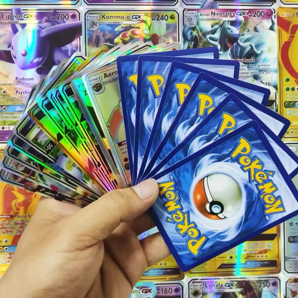 10-100 قطعة جديد الإنجليزية الفرنسية الإسبانية الألمانية الإيطالية البرتغالية بوكيمون بطاقات Vmax GX لعبة معركة بطاقة جمع بطاقة اللعب الهدايا