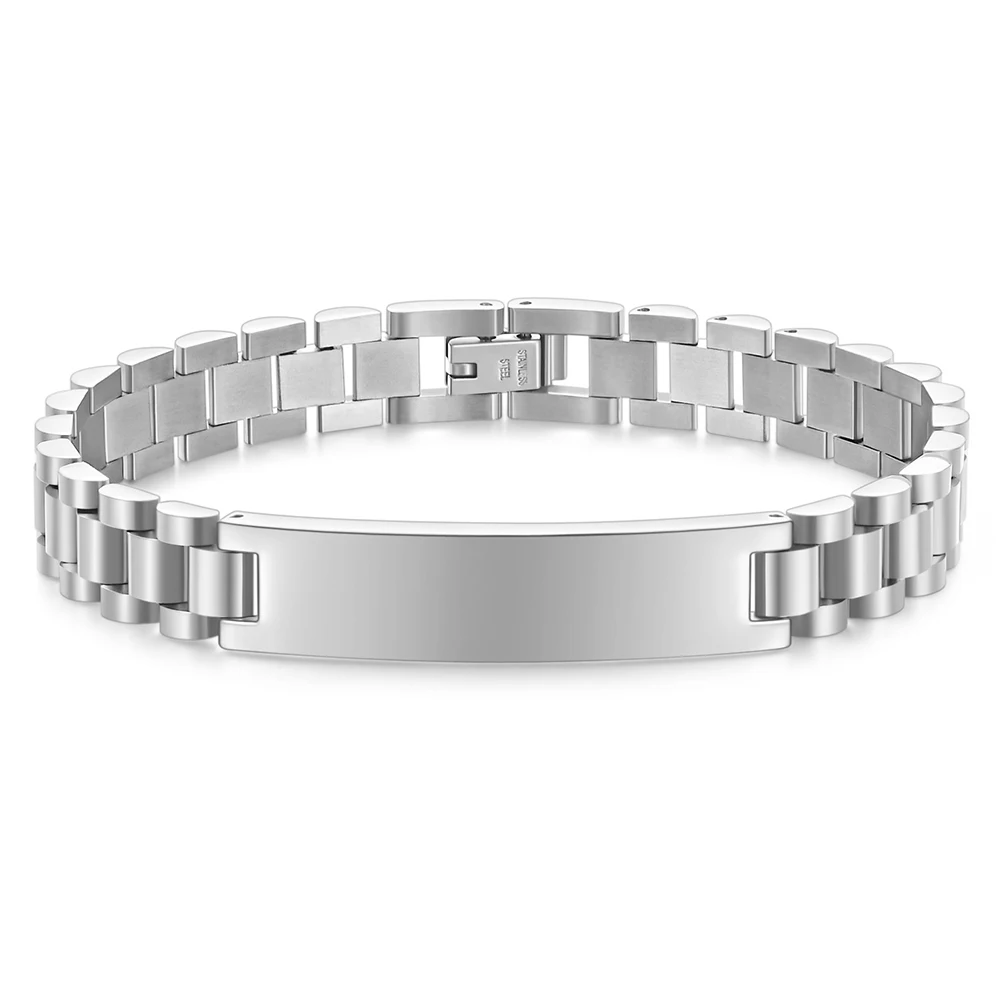 Men's Customizable Smooth Titanium Steel Bracelet, 10mm Width
