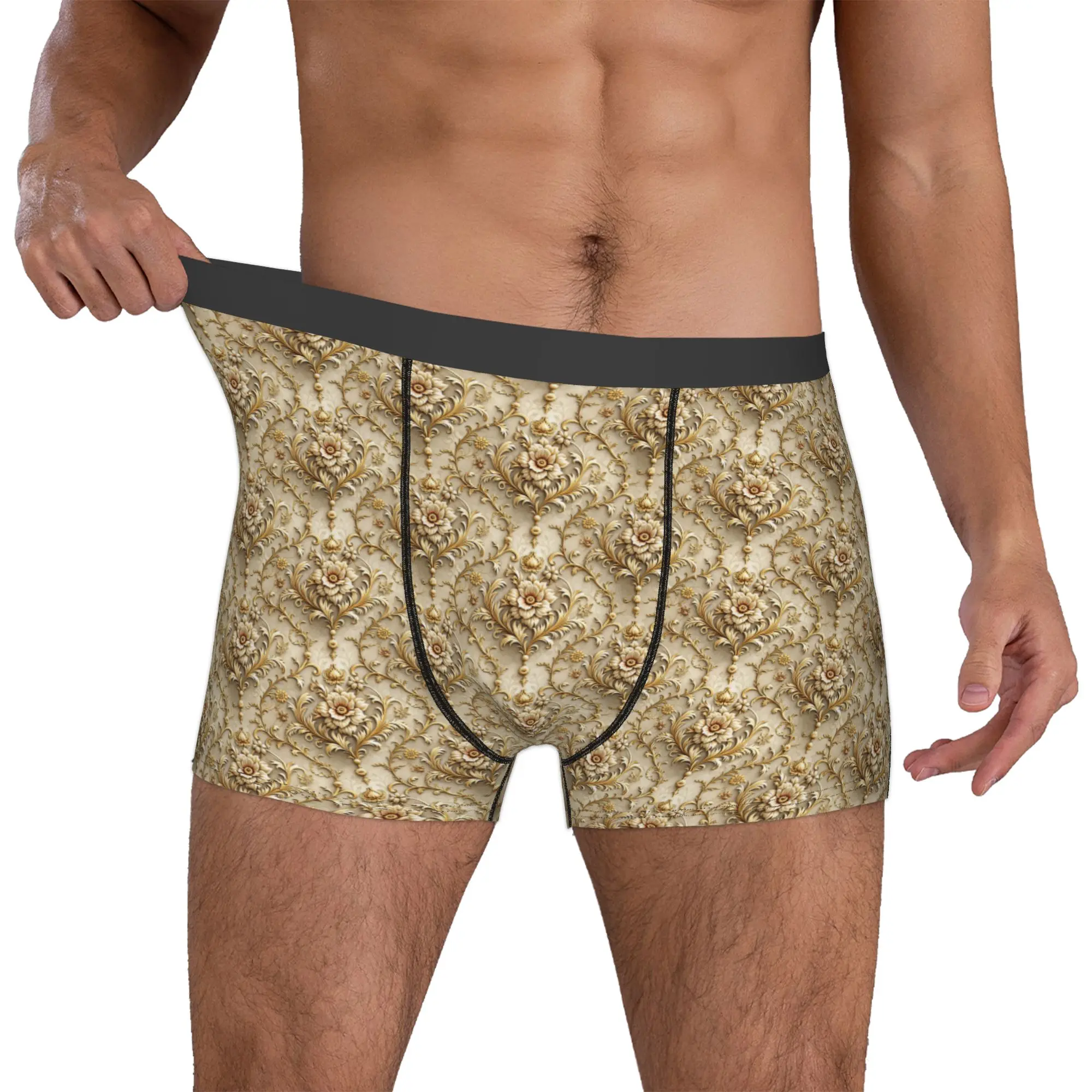 Cool Fashion Trend 3D Flowers Boxers Shorts Panties Male Underpants Stretch Luxury High 3D Floral Briefs Underwear