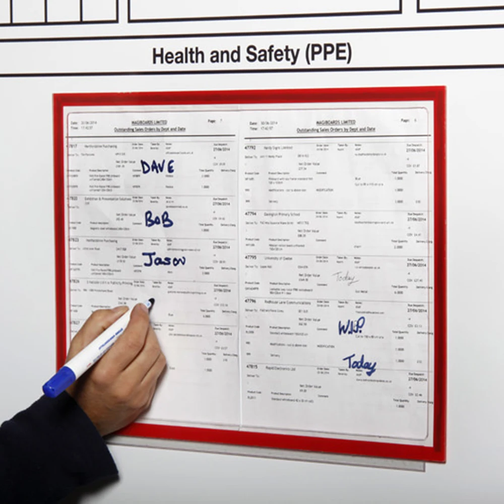 إطار ملف مغناطيسي إطار عرض مستندات PVC شفاف لجدول عمل صورة ورقية بحجم A4 #4