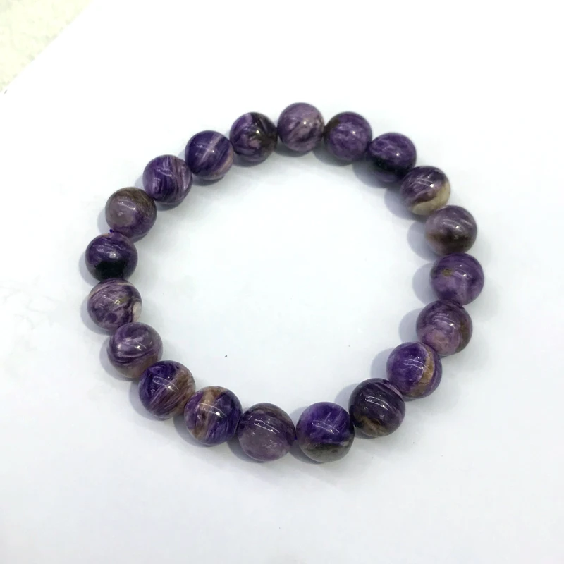 CSJ Real Natural Purple Charoite Gemstone Bracelet Round Beads Jewelry 7-16mm Russian Healing for Women Man Party Jewelry Gift