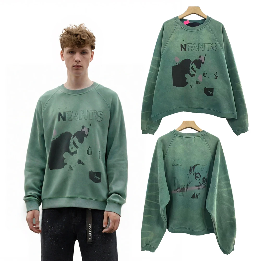 

Streetwear Clothing Men's Y2k Printed Graphic Sweatshirts Retro Distressed Heavy Cotton Casual Long Sleeve Sweatshirts for Man's