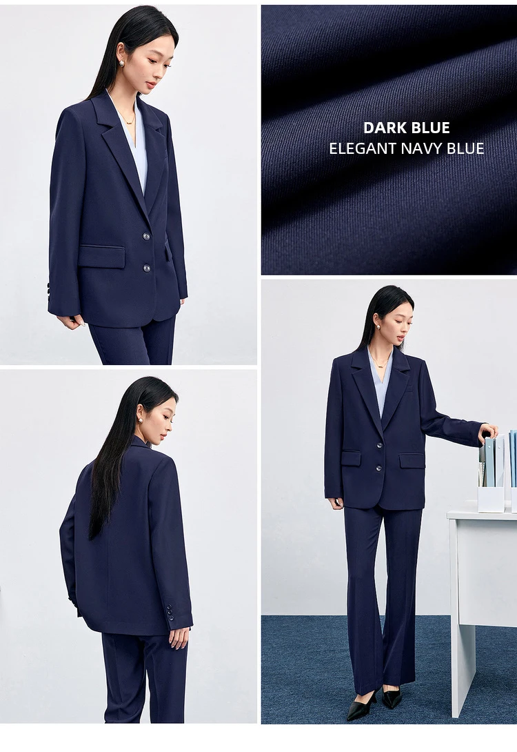 SENTUBILA Einfarbige Blazer für Damen 2026 Herbst Reverskragen Einreihig Zweiknopf Gerade Locker Sitzender Maßgeschneiderter Mantel 153XC8811X – Detail 29