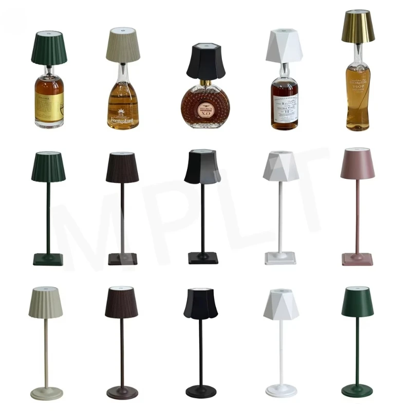 مصباح زجاجة النبيذ اللاسلكي من النوع C شحن التحكم باللمس زجاجة النبيذ ضوء يعتم LED الجدول مصباح بار مقهى جو ضوء الليل