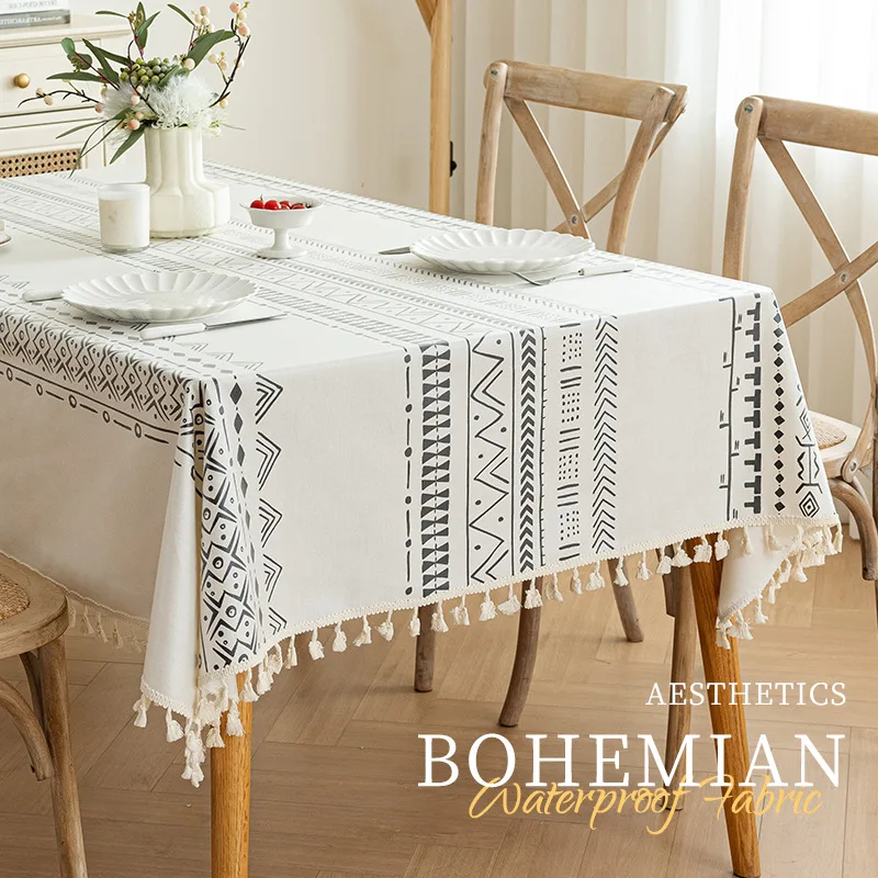 

Богемная водонепроницаемая маслостойкая скатерть, нескользящая, устойчивая к пятнам, обеденная скатерть, одна пылезащитная, винтажная