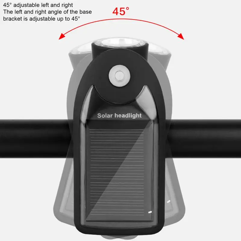 ไฟจักรยานสําหรับขี่กลางคืน 3 โหมดไฟขี่จักรยานพลังงานแสงอาทิตย์ไฟหน้าจักรยานเสือภูเขาจักรยานแบบปรับได้ไฟชาร์จพลังงานแสงอาทิตย์