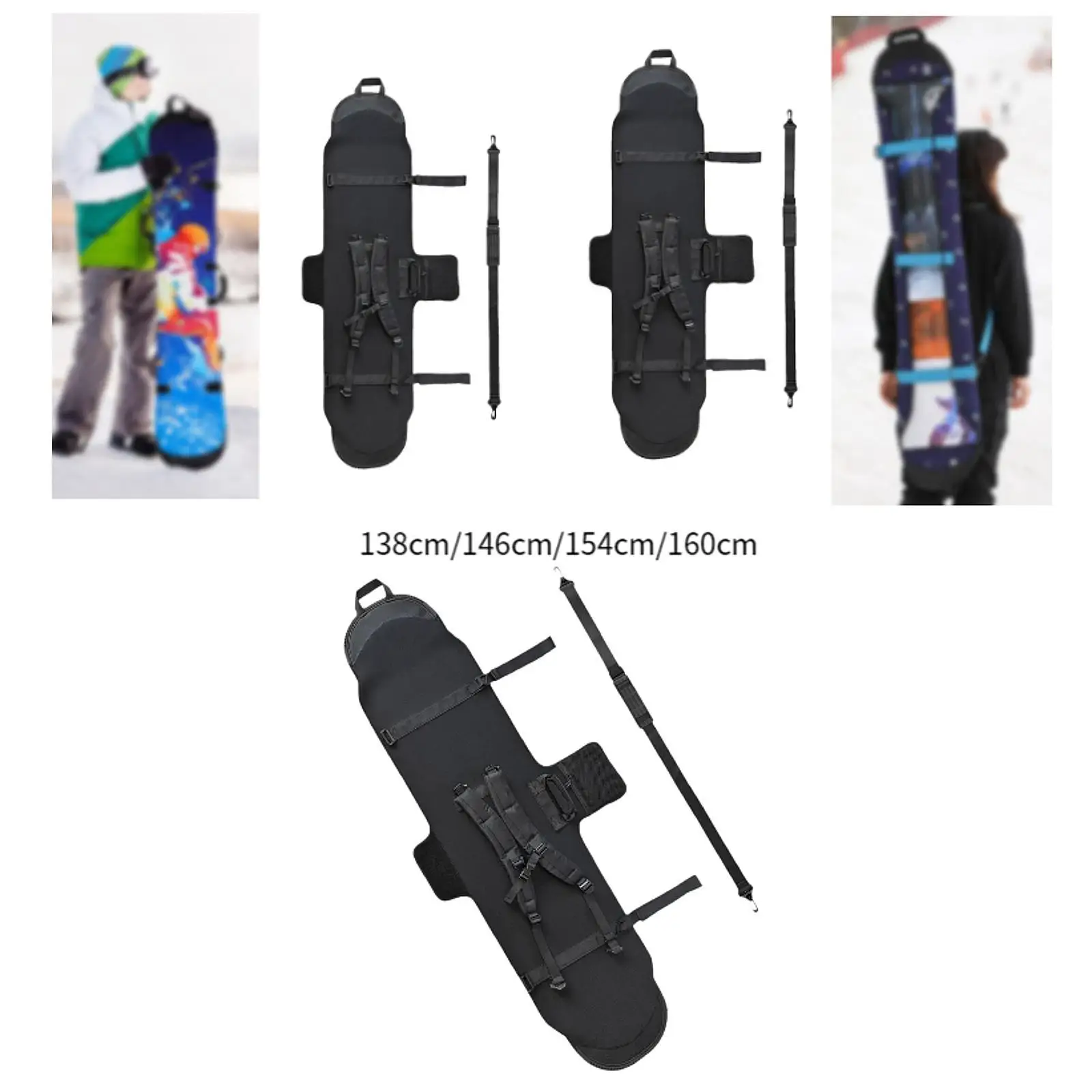 Snowboard Sleeve Snow Board Cover Transport Wrap Backpack Soft Cover Waterproof Adjustable Shoulder Strap Snowboard Protection