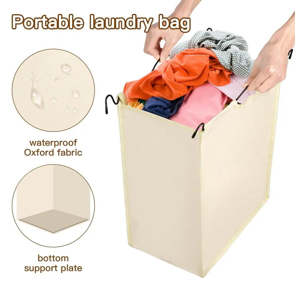 3 Section Laundry Sorter with Hanging Rod Foldable Ironing Board Laundry Hamper Organizer Heavy Duty Cart Sorting Clothes Metal
