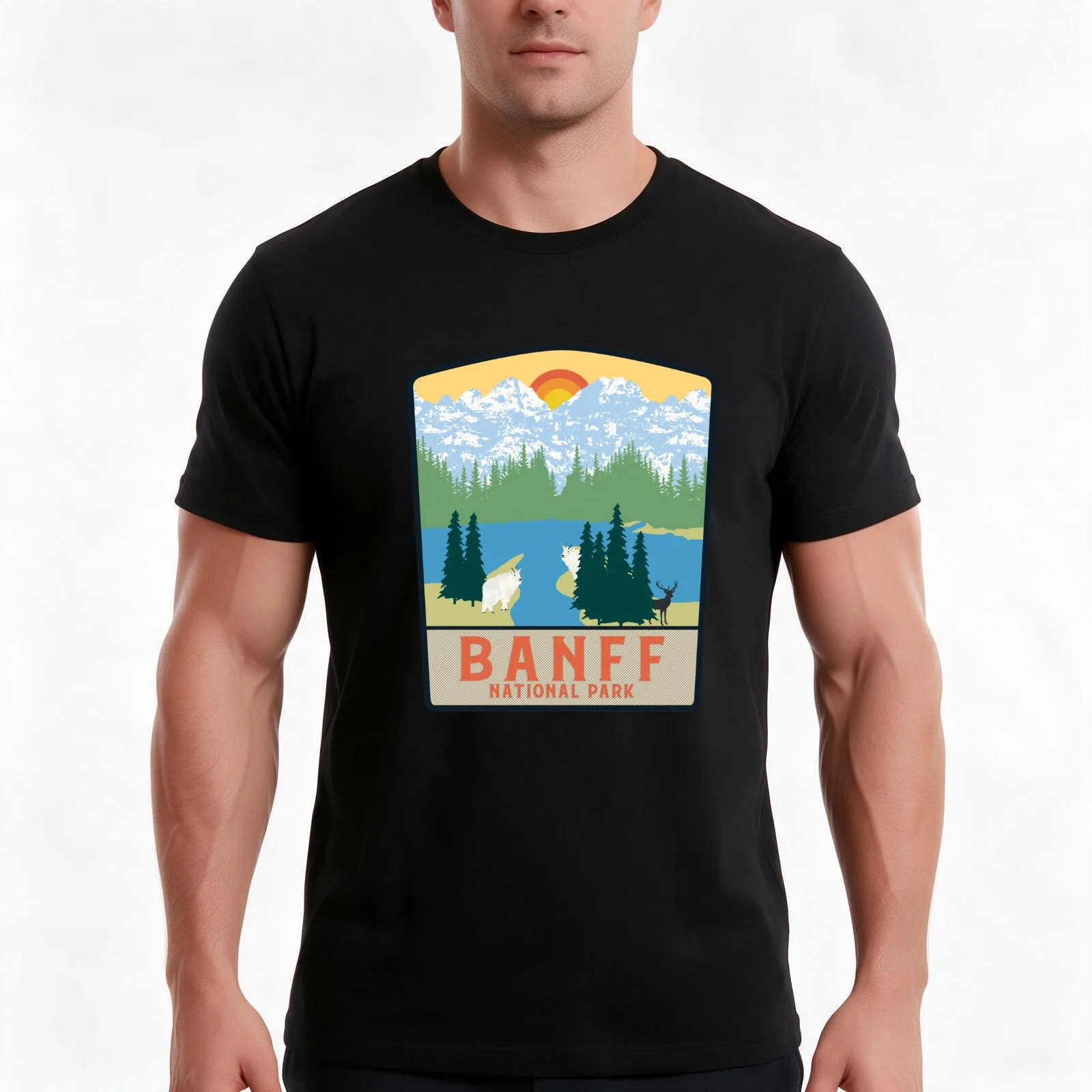 Banff National Park Jasper T-Shirt, Summer Casual Cotton Tee, Oversized Streetwear Tops, Vintage Graphic Print, Unisex Men Women