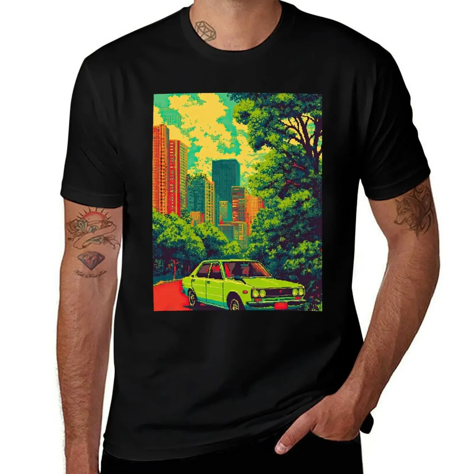 

Bright Pixel Lines with Classic Seventies Vibes T-Shirt summer clothes plus size tops custom t-shirts Clothing men tshirt