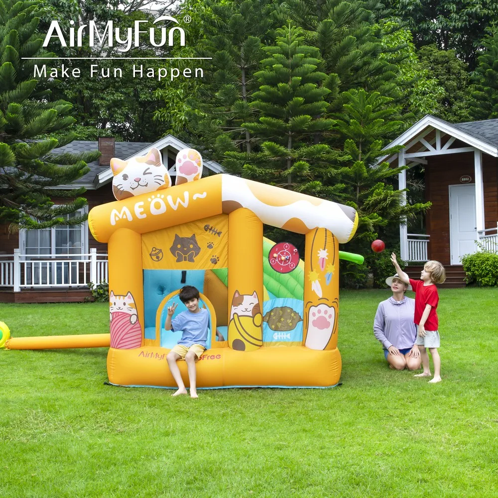

Small Multi-functional Household Outdoor Children's Party Inflatable Castle Cat Animal Style Bounce House Customized Color 420D