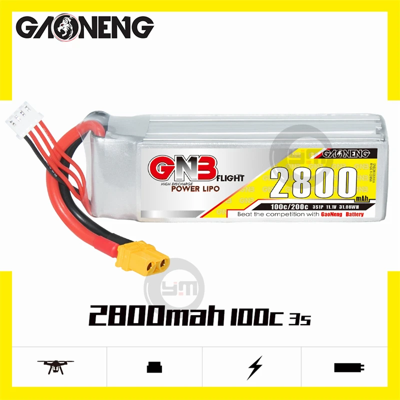 Gaoneng Gnb 2800Mah 2S/3S/4S/5S/6S 7.4V/11.1V/14.8V/18.5V/22.2V 100c Lipo Batterij Met Xt60 Plug Voor Fpv race Drone Vaste Vleugel