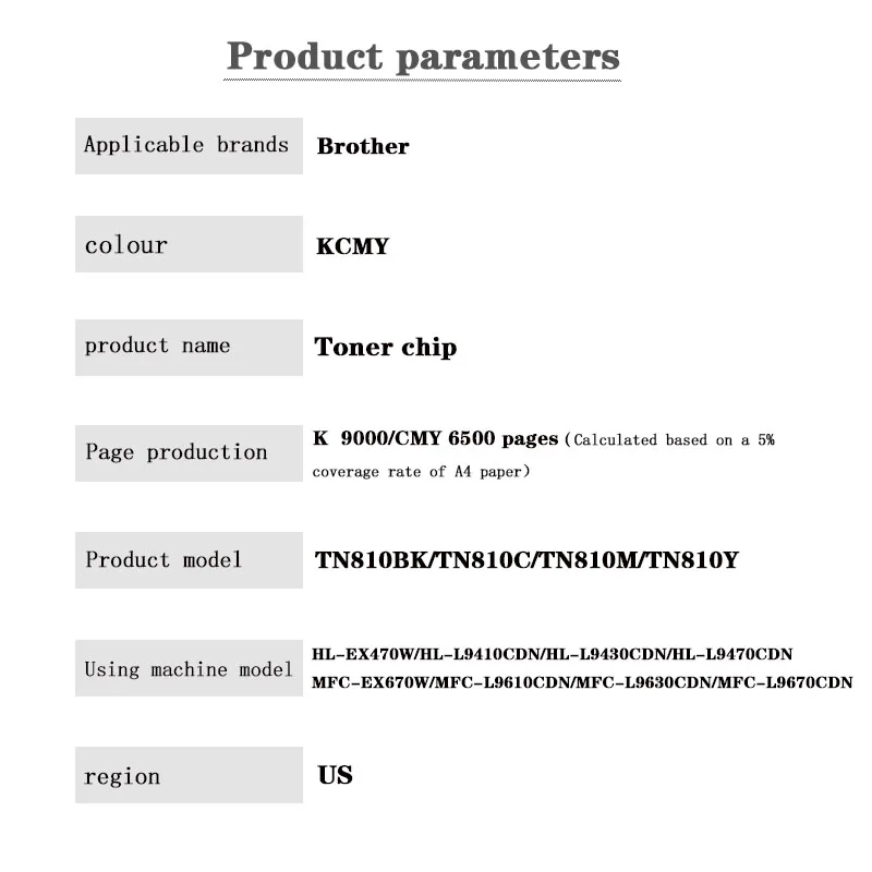 Brother HL-EX470W HL-L9410CDN HL-L9430CDN HL-L9470CDN MFC-EX670W 토너 카트리지 칩, TN810 TN815 미국