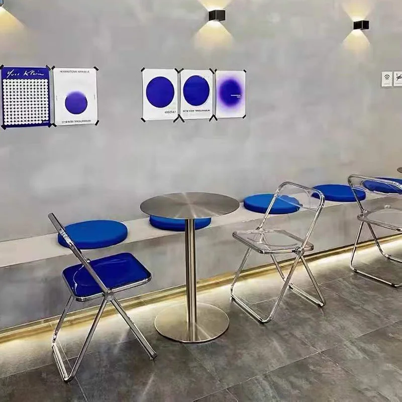 طاولة من الفولاذ المقاوم للصدأ، طراز صناعي بسيط، شرفة قهوة، طاولة قهوة صغيرة مستديرة