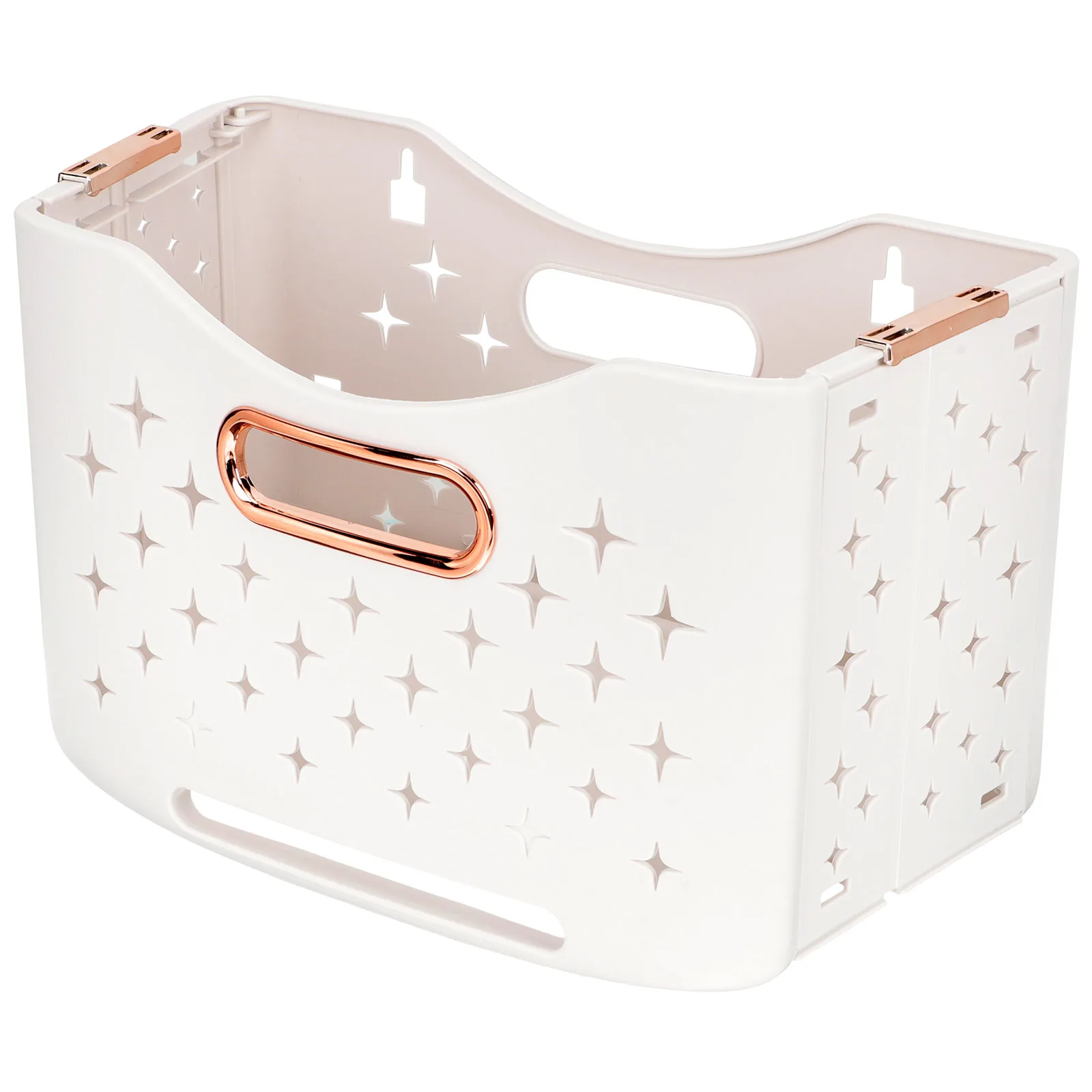 

Folding Laundry White Plastic Hamper Handle Collapsible Storage Basket Bathroom Bedroom Foldable Clothes Storage Hamper Dirty