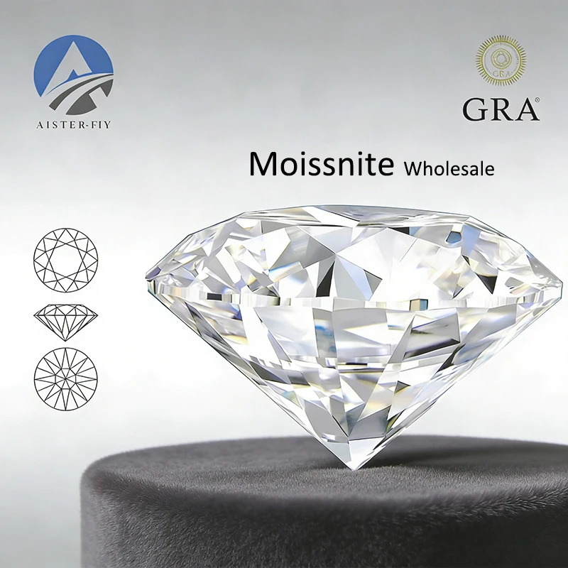 

D VVS1 Moissanite Round cut Wholesale Super White Round Moissanite Stone 0.1-5.0ct Pass Diamond Tester with GRA Certificate