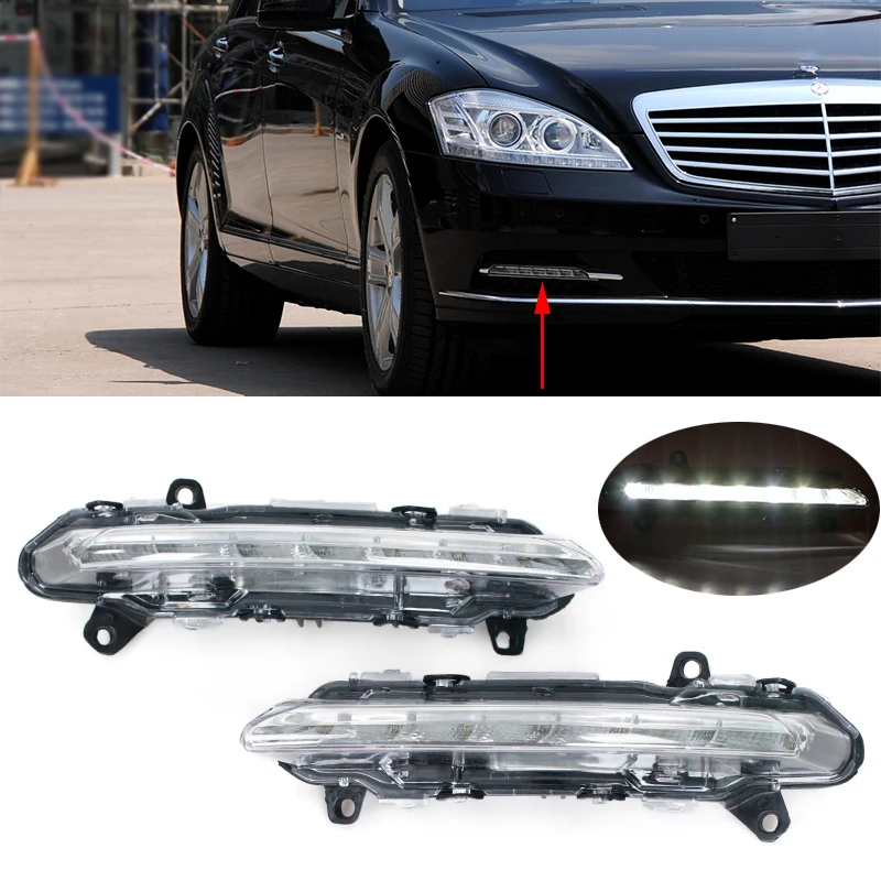 For Mercedes BENZ S-Class W221 S350 S500 C250 C300 2009-2013 Front Bumper LED DRL Daytime Driving Running Lamp Fog Light