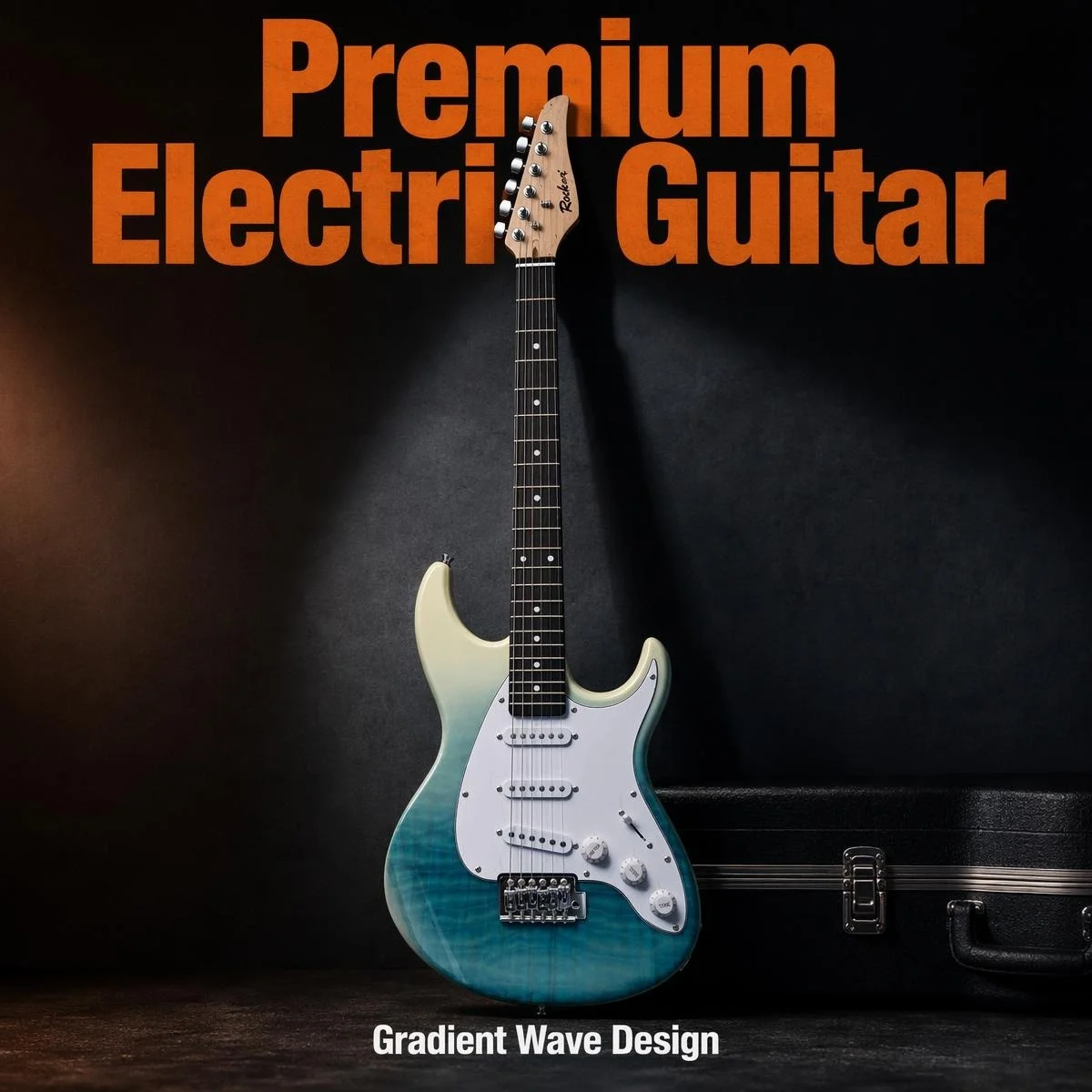 High end electric guitar, lake blue body, redesigned shape, high-end material, suitable for novice practice and professional