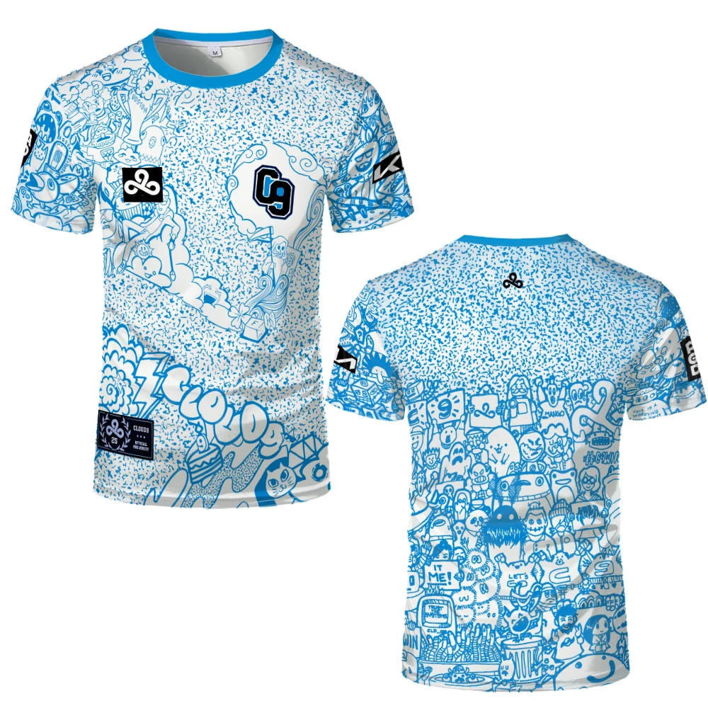 2025 Esports Club Cloud9 Jersey C9 T-shirt League Of Legends CSGO Game Training Uniform Men's And Women's Sports Breathable Tops