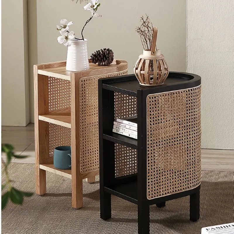 JOYLIVE Moderne Minimalistischen Stil Kreative Hause Homestay Hotel Schlafzimmer Massivholz Rattan Nachttisch Rand Schrank Drop-versand