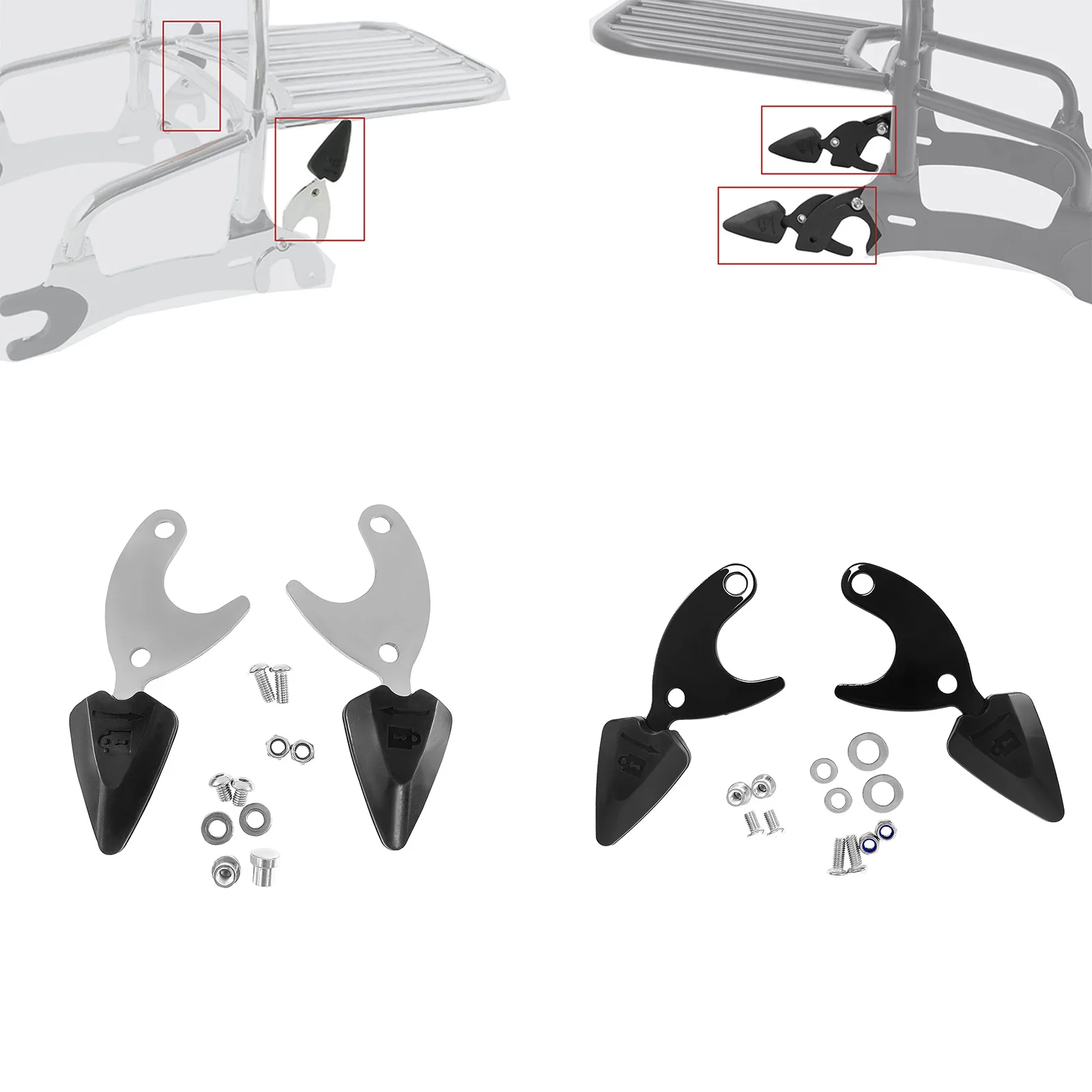 

Mounting Luggage Rack Sissy Bar Docking Latch Clips for Indian Chieftain Roadmaster Springfield Challenger Dark Horse 2014-2023