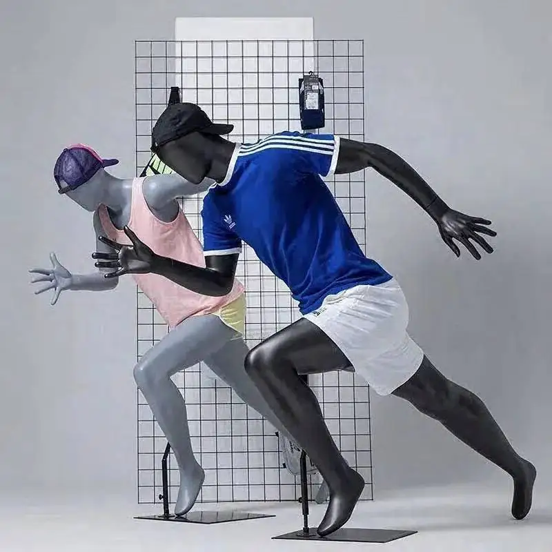 

Display Black Grey Muscular Male Female Display Dummy Model Running Sport Full-Body Mannequin For Sport Clothing Rack