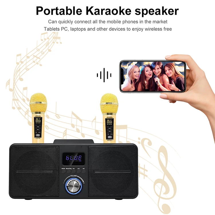 Imagem -04 - Wireless Karaoke Bluetooth Speaker Grupo Telefone Móvel Microfone Duplo Portátil Estéreo Subwoofer Cantando 30w Sdrd Sd309