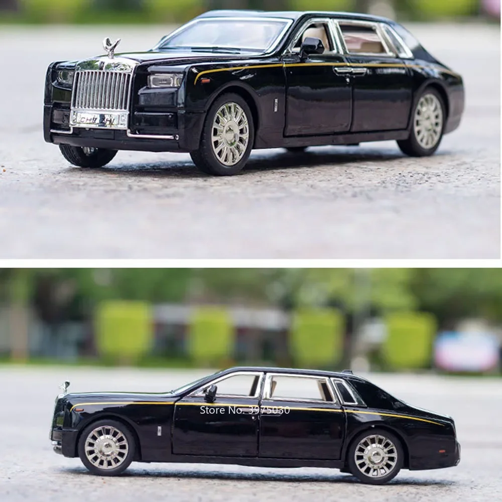 Royce-Rolls Phantom-coches en miniatura de aleación fundidos a presión, juguetes con música ligera, vehículo extraíble, 6 puertas, coche abierto, regalos de Festival, 1:32