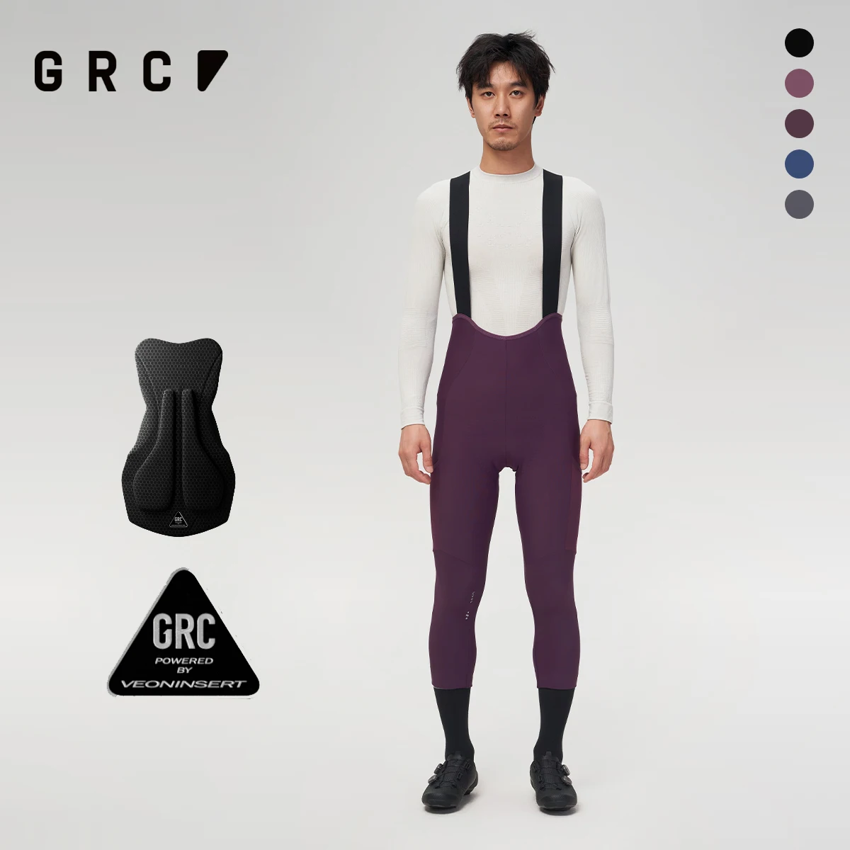 Мужские велосипедные тайтсы GRC Tech Fleece с нагрудником, теплые и удобные, подходят для шоссейного велоспорта.