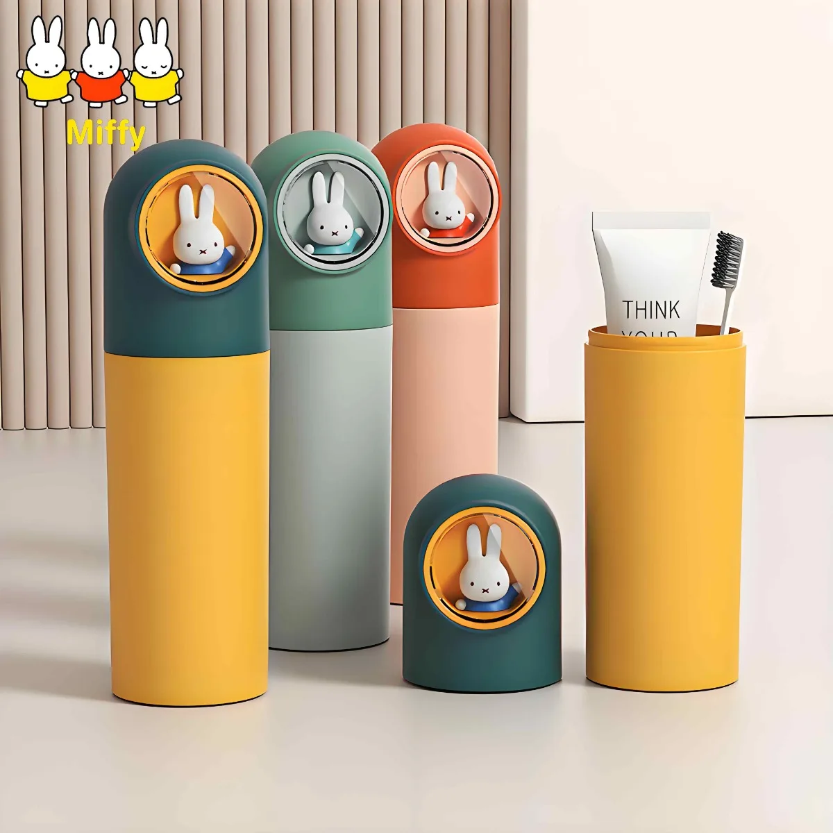 Kawaii Miffy Rabbit Toothbrush Storage Box Travel Mouthwash Cup Toothbrush and Toothpaste Storage Portable Travel Toiletry Cup