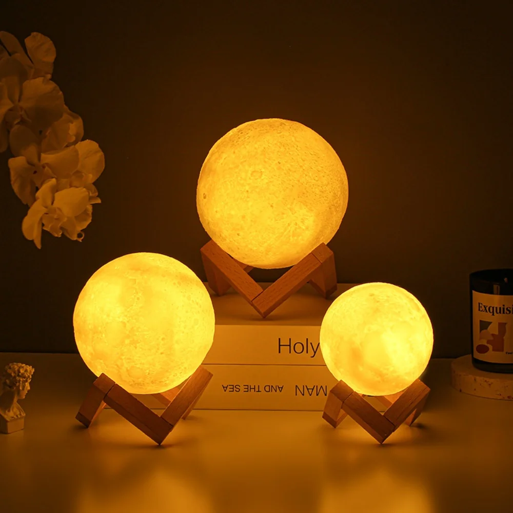 Rechargeable LED Moon Light Ball with Stand,Touch/clap Control,Touch Lamp for Room Decor Aesthetic,Christmas Gifts