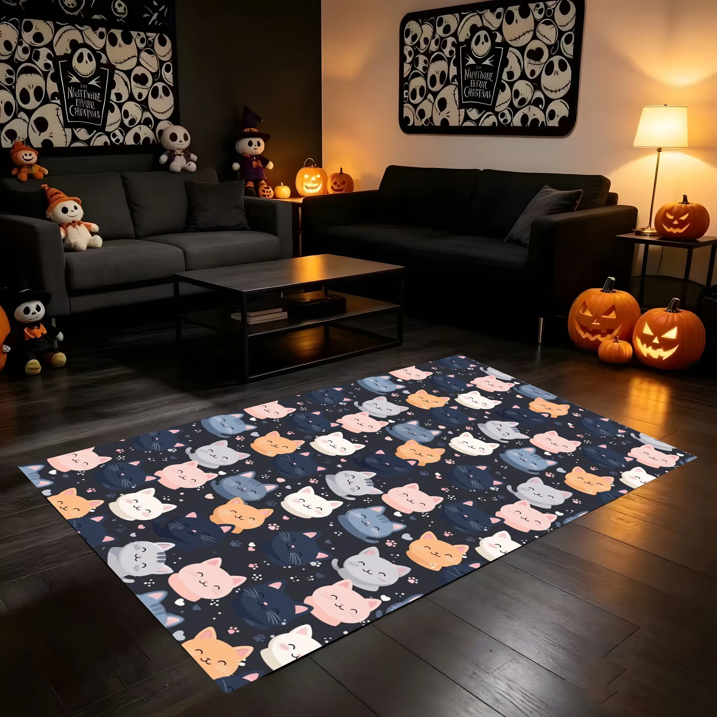 2D Large Carpet with Watercolor Floral Print All-Over French Country Style Gentle and Elegant Full of Spring Romance Atmosphere