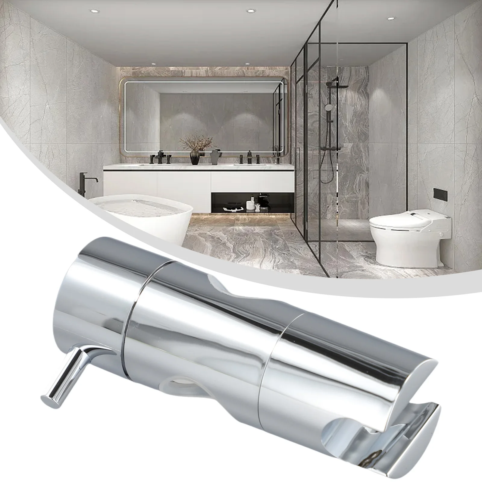 Shower Head Holder Convenient Easily Install Reliable Sturdy Construction ABS Chrome Bathroom Home Replaceable