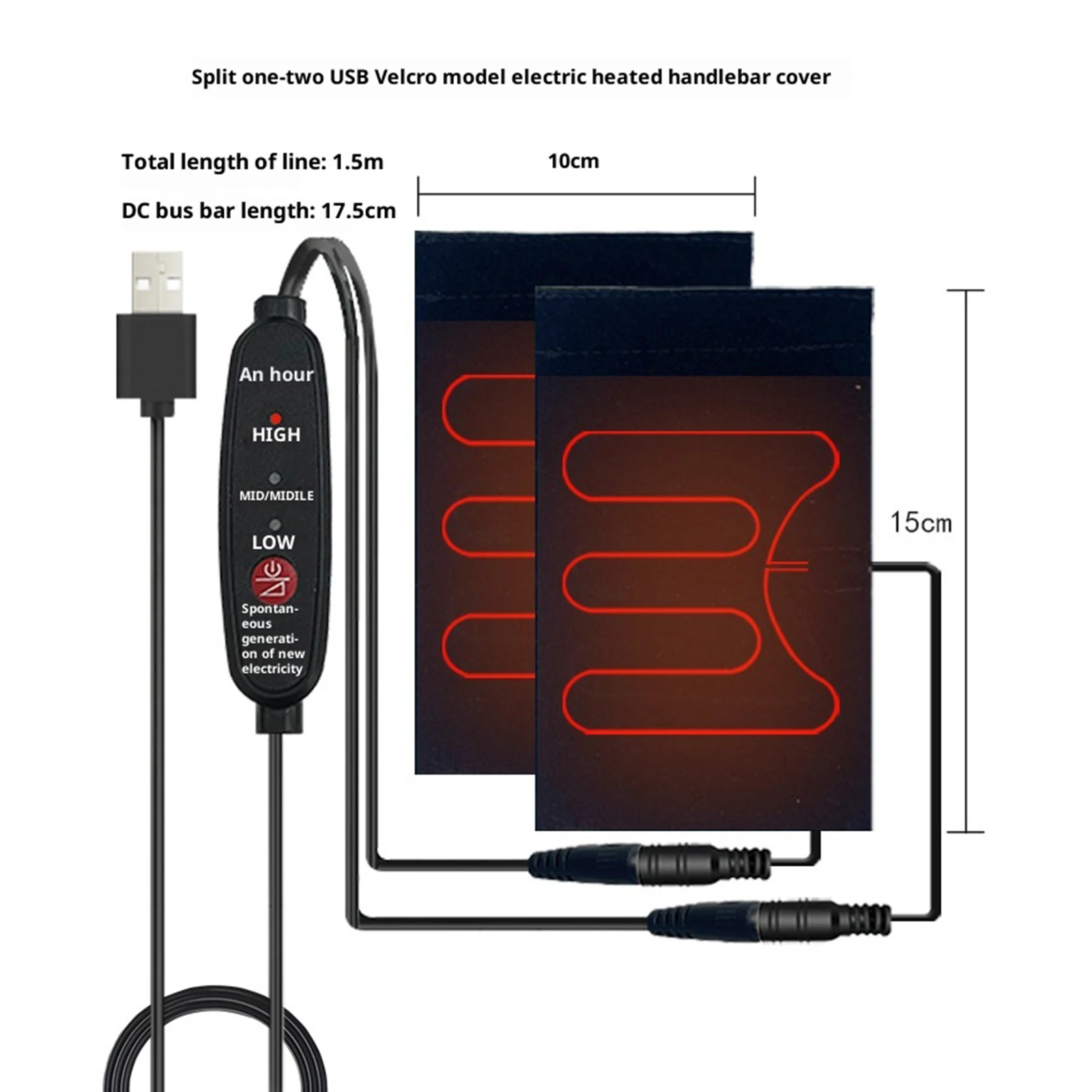 5V Handlebar Heater Anti-Slip Electric Motorized Heated Grip USB Auto-Off Grip Thermal Sleeve for Winter Cycling Protection Gear view 6