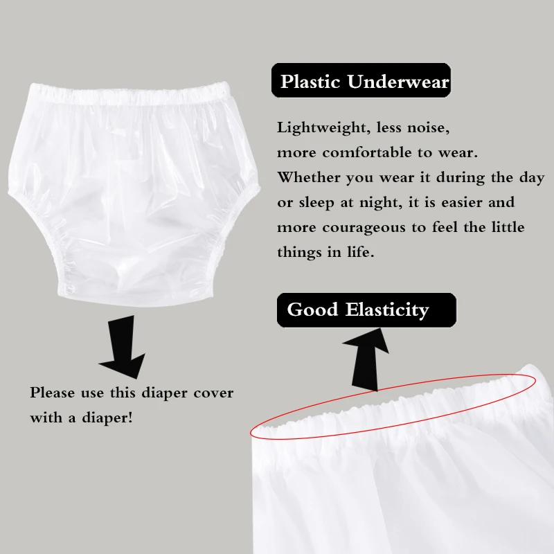 Pañal de tela suave de cintura alta de TPU para adultos, cubierta de ropa interior reutilizable, pañal de Color transparente para personas mayores de 14 años, 1 ud.