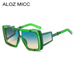 Moda Praça Óculos De Sol Mulheres Oversized Retro Punk Cor Dupla Óculos De Sol Homens One Piece Grandes Quadros Óculos UV400 Eyewear