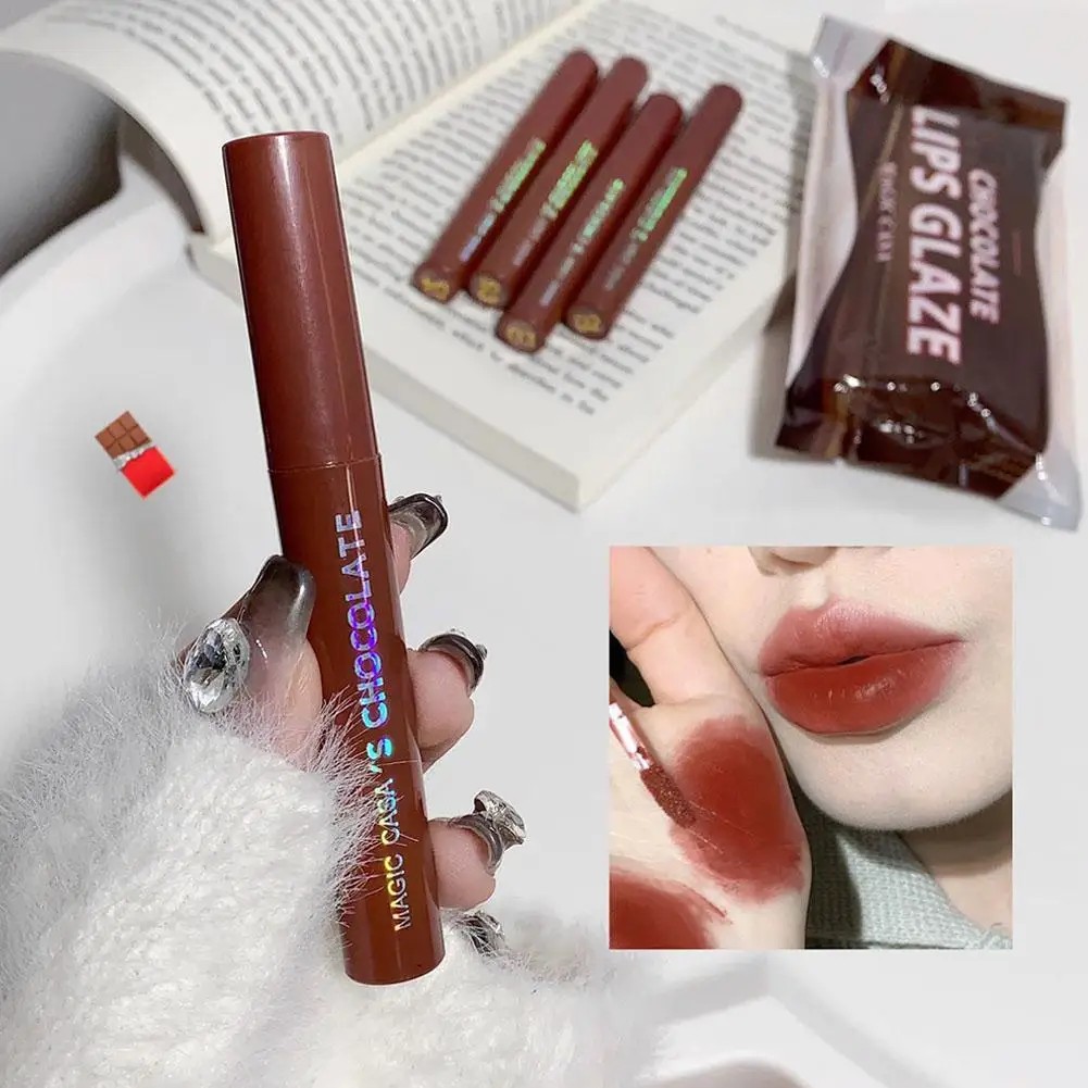 5 colori cioccolato smalto per labbra Set velluto opaco duraturo impermeabile antiaderente tazza lucidalabbra donne affascinanti cosmetici per il trucco di bellezza