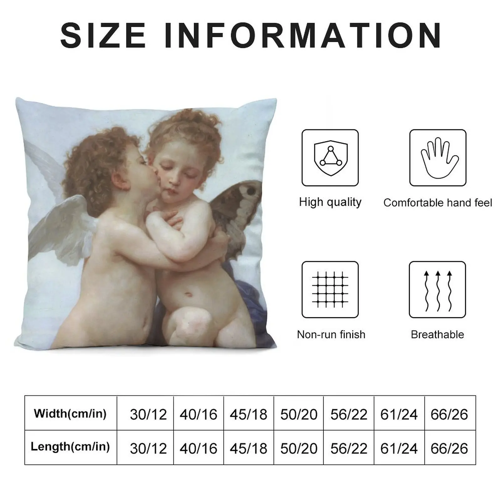 William-Adolphe Bouguereau: First kiss Psychee Angels - French Throw Pillow luxury throw pillow covers Bed pillowcases pillow