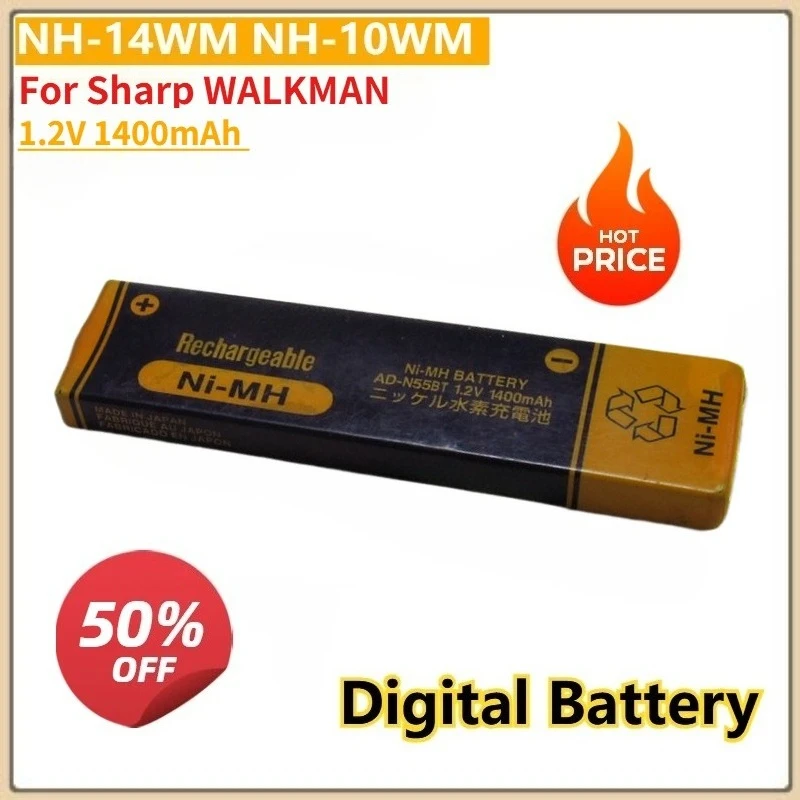 

1.2V 1400mAh NH-14WM NH-10WM Replacement Digital Battery for SONY for Sharp WALKMAN USBC Rechargeable Gumstick