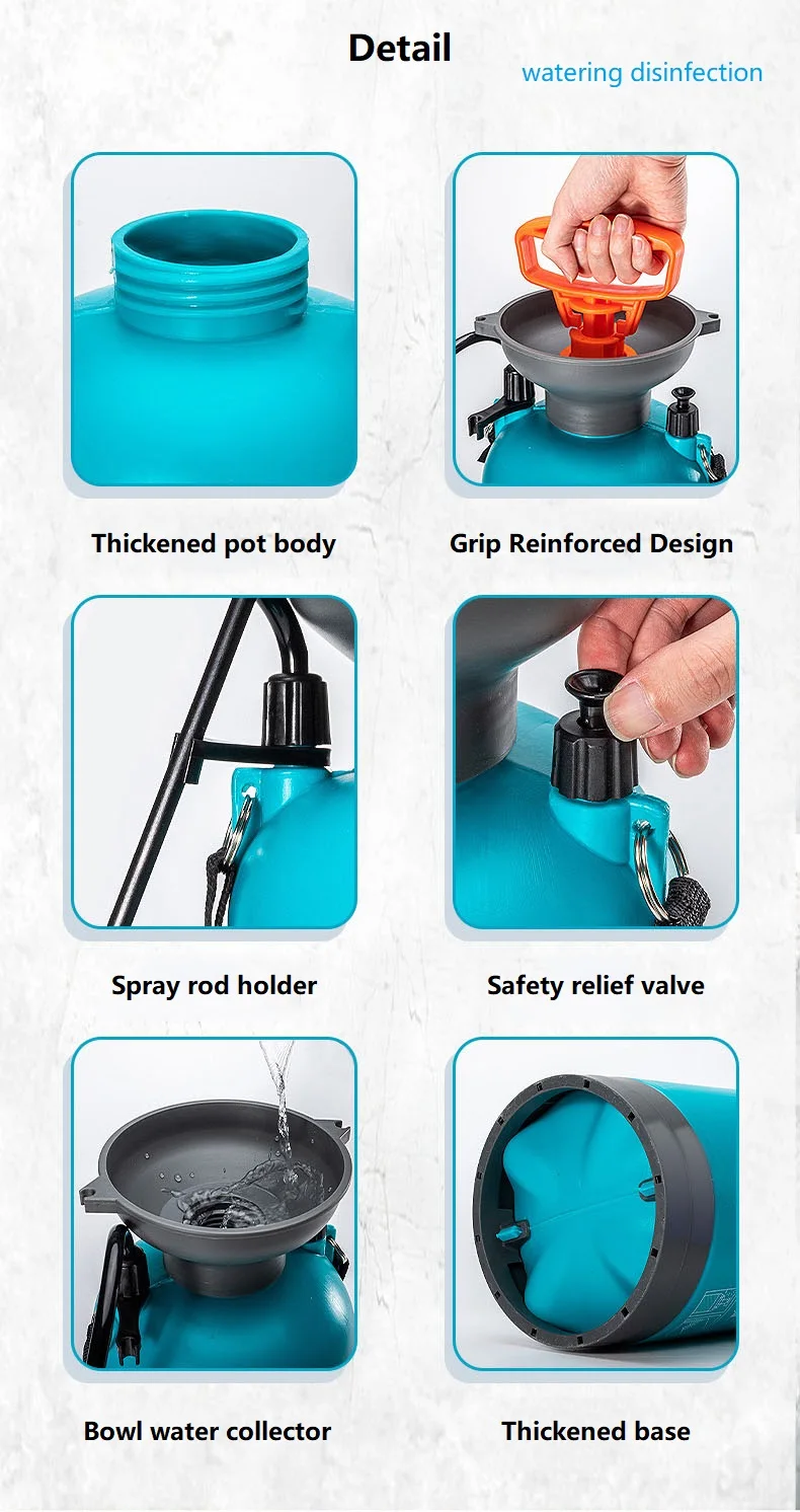 5L Garten Druck Sprayer Bewässerung Blume Pflanze Gießkanne Pestizid Dünger Spray Werkzeug Luftpumpe Wasser Spritzen Flasche – Detail 15