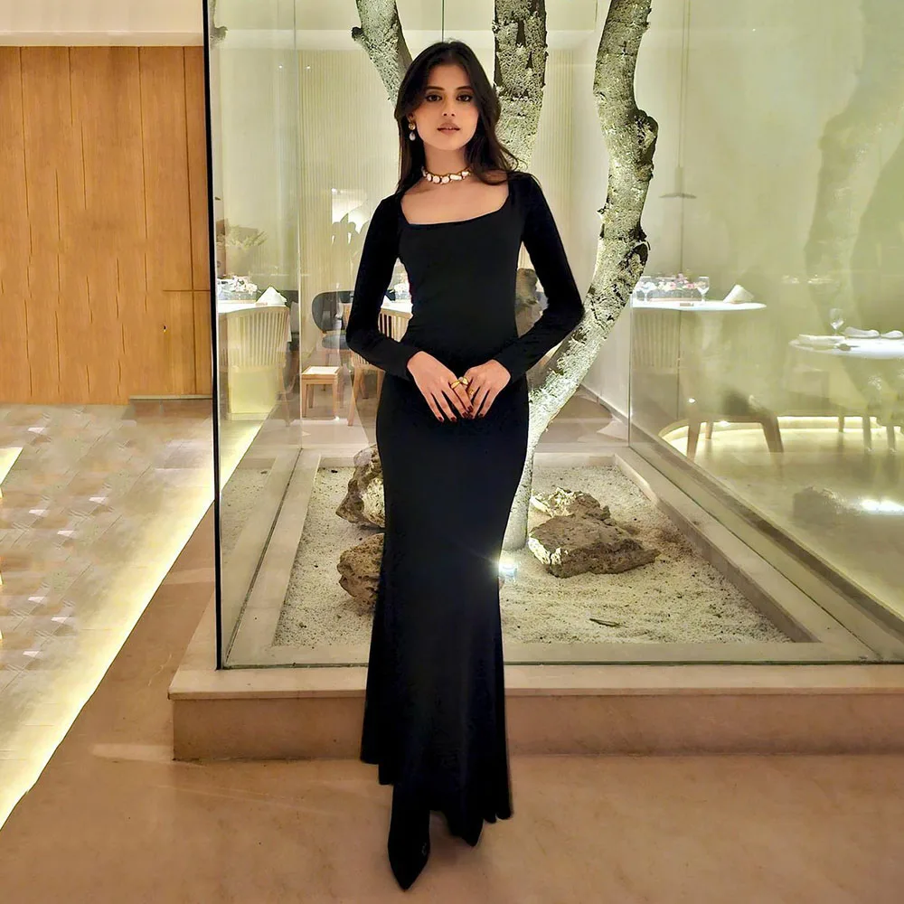 

Msikoods Black Mermaid Prom Gowns For Women Sexy Party Dress Brithday Dinner Dress Long Sleeves Formal Gowns Evening Dress