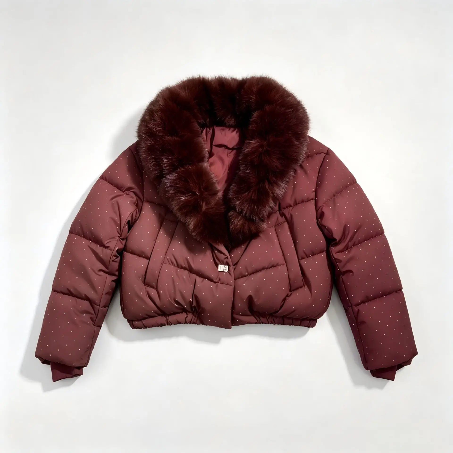 Women'S Winter Short Cotton-Padded Jacket With Faux Fox Fur Collar High-Waisted Warm Thick Puffer Jacket 2026 New Women Parkas