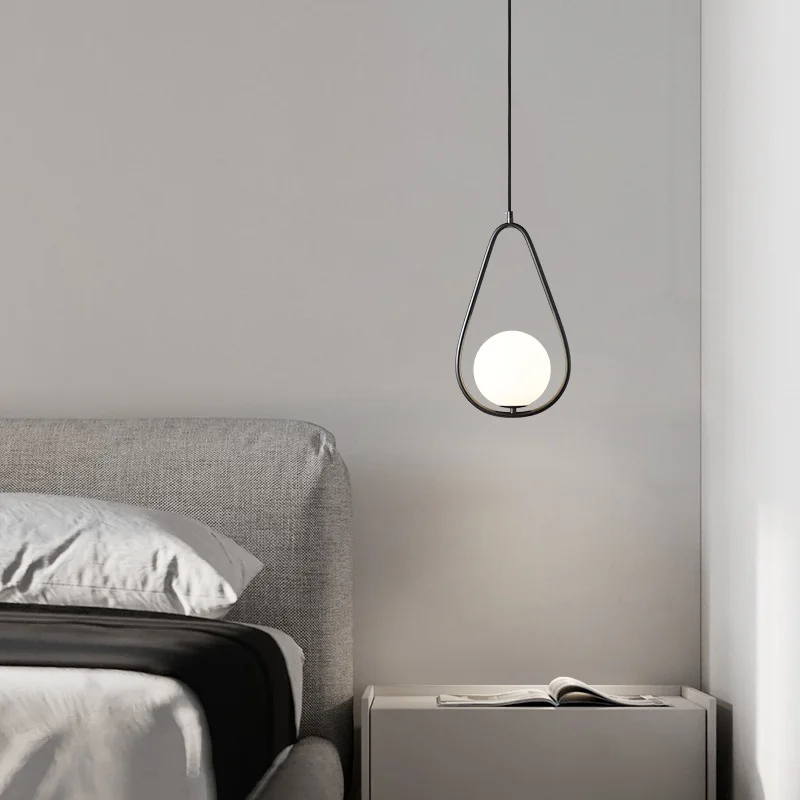 Modern Nordic bedroom restaurant creative pendant light, super beautiful, simple and elegant, coffee shop decoration glass light