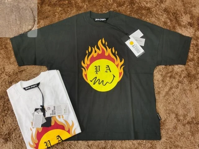 

PA Angel Flame Large Smile Wide oulder Double Color Pure Cotton round Ne T-irt Loose Fit Faion Urban ort Sve Men...