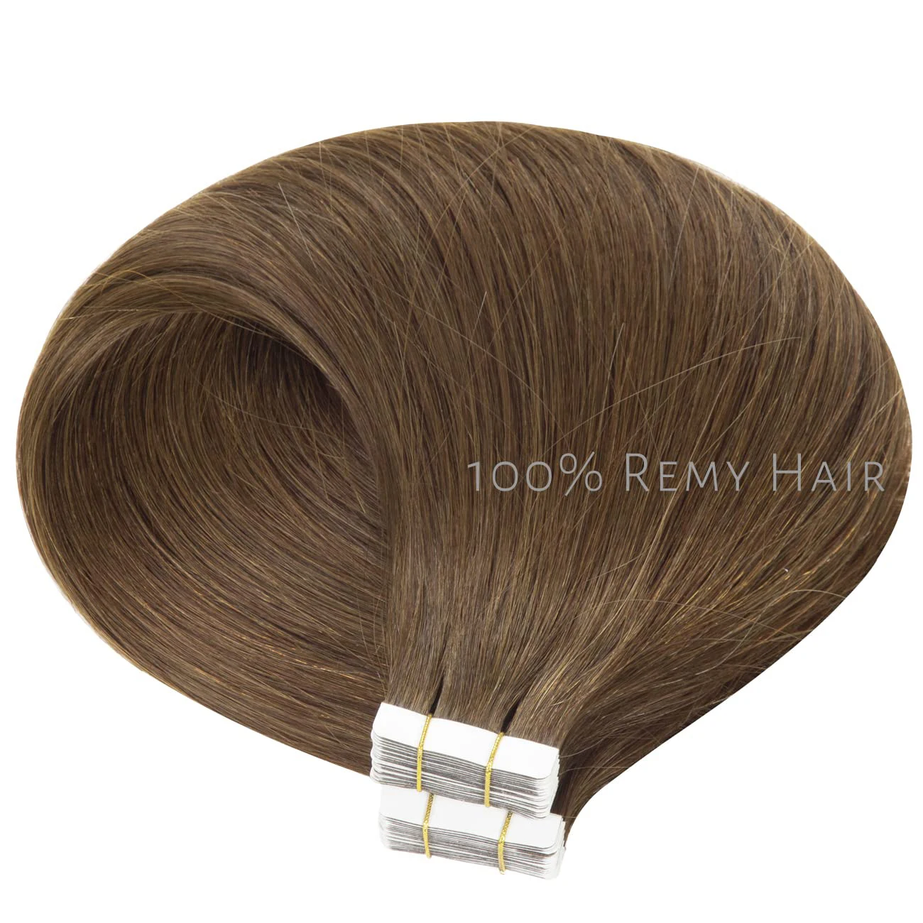 Tape-in-Extensions de Cheveux Humains pour Femme, Brun Moyen, 100% Cheveux Humains, 16-26 ", 20Pcs, Droite, #4