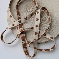 5 Meters 18MM 0.7Inch Brown Peach Heart Embroidery Webbing Ribbon Lace