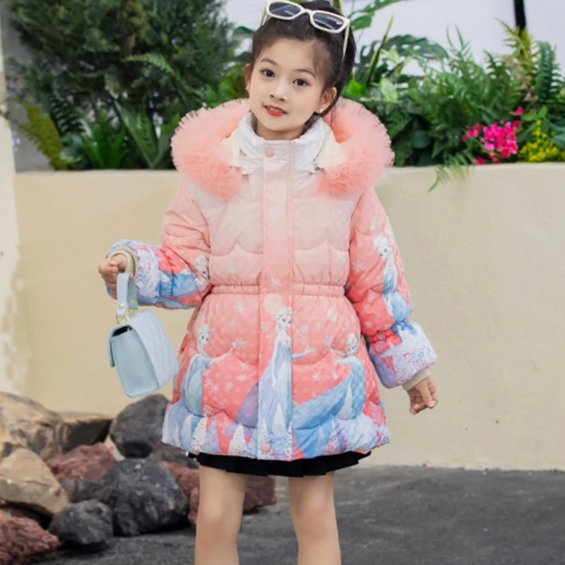 Girls Down Coat Jacket Cotton Outerwear Windbreak 2023 Elegant Thicken Velvet Winter Warm Snowsuit Children\'s Clothing