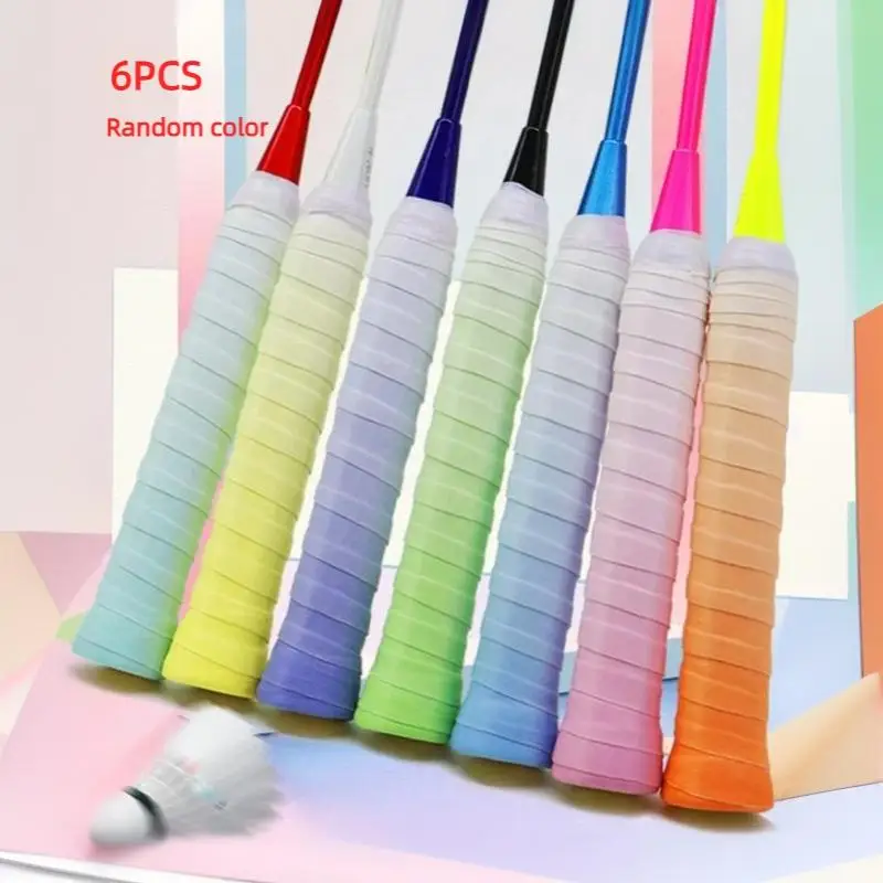 6Pcs Gradient Non-Slip Racket Grip Tape Breathable Sweatproof Overgrip for Badminton Tennis Home Gym Exercise