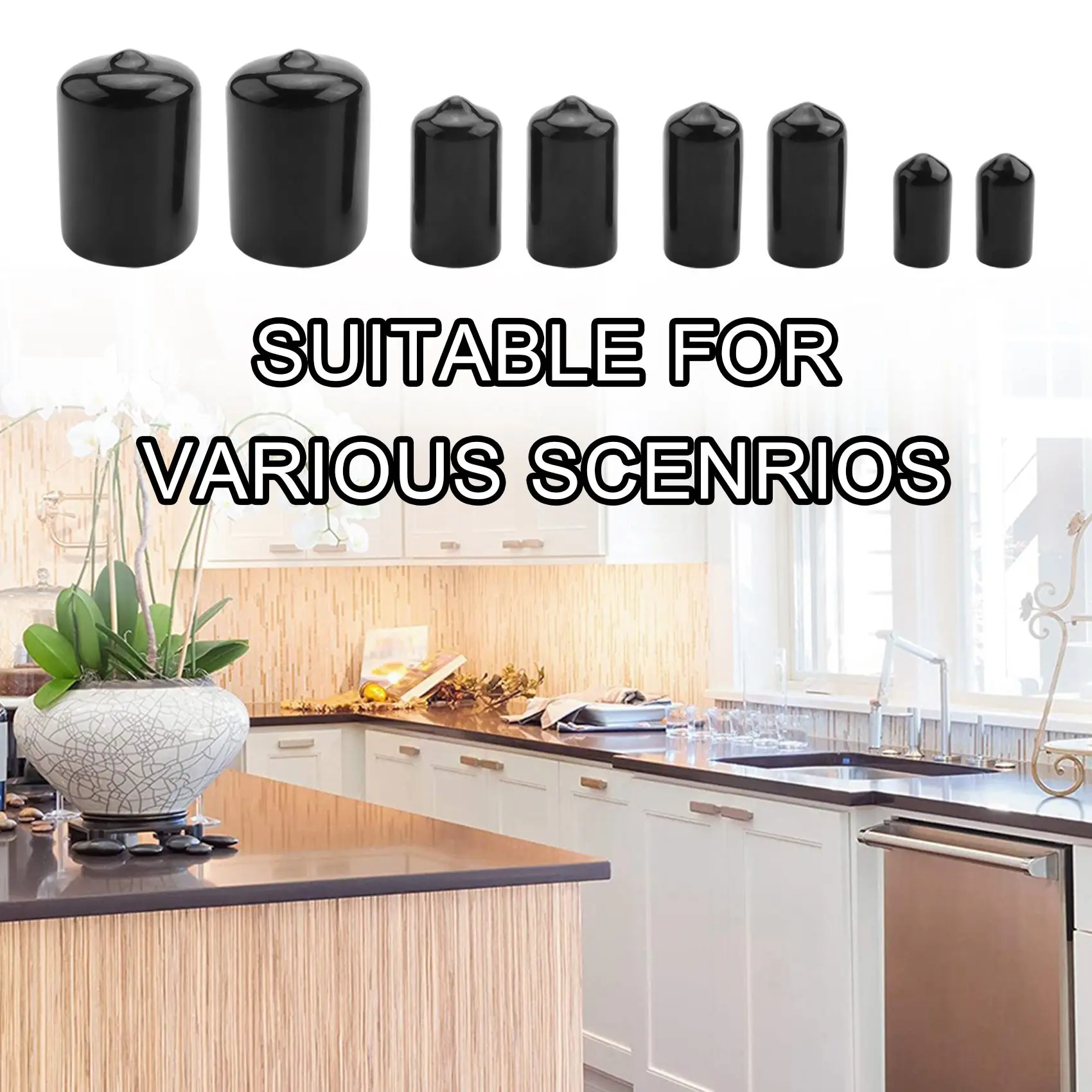[HOT!】 80 Pieces Rubber End Caps Flexible Bolt Covers Screw Caps Thread Protectors In 4 Sizes 1/4 To 3/4 Inch (Black)