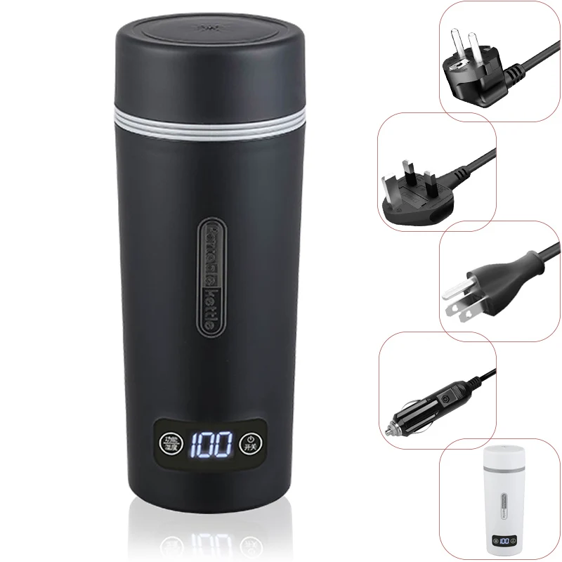 Travel Portable Car Office Electric Heating Kettle Small 4 Gear Thermostat Thermal Bottle Boil Water Warm Cup 220V 110V 12V